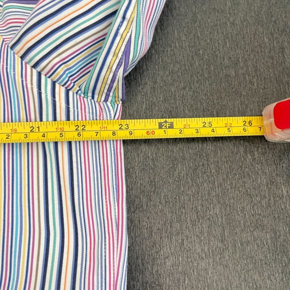 Bugatchi Men's Classic Fit Cotton Multicolor Stripe Button Up Dress Shirt, Sz L - Picture 5 of 6